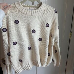 NWT Madewell Cream Floral Knit Sweater size medium
